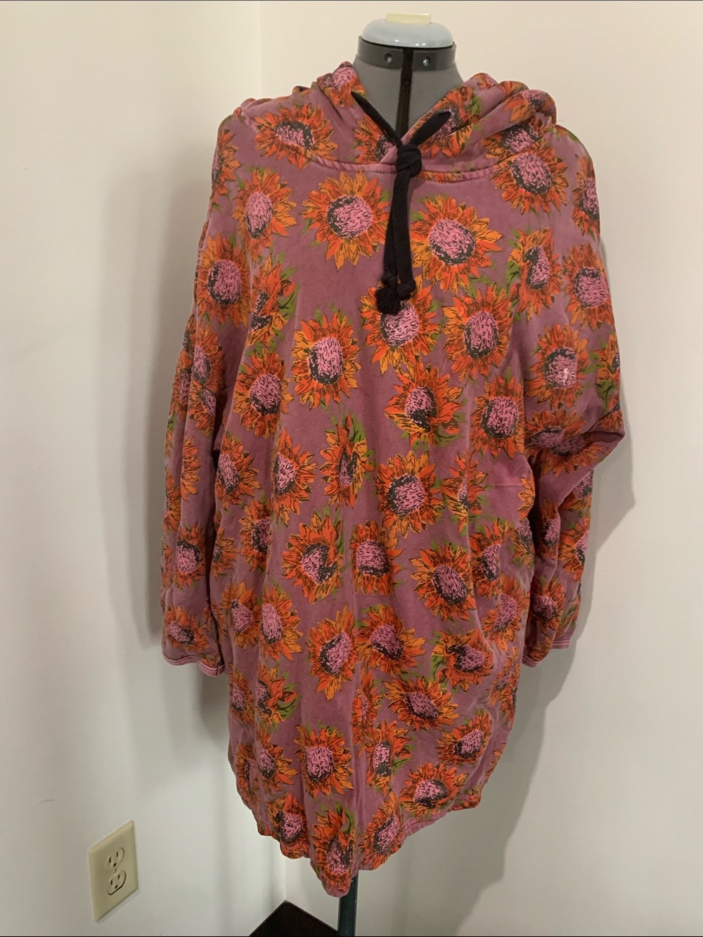Natural Life Sunflower Print Hooded Tunic - Pink & Orange Floral